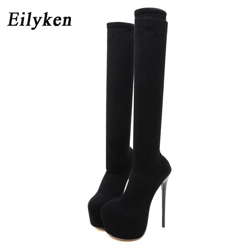 Sock Boot Women - Eilyken-Cuissardes à talons plateforme pour femme,